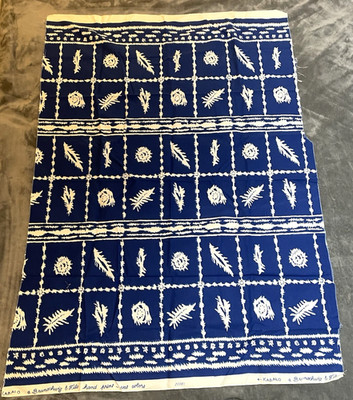 Brunschwig & Fils Fabric Color Indigo Cotton Hand Painted 1 Yd x 54 Inches Wide