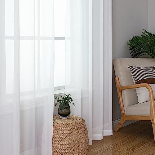2 Pack: Basic Sheer Curtain Drapes for Living 40"W x 84"L (Pack of 2) White - Bild 2 von 6