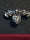 Signed Judith Ripka 925 Sterling Silver heart dangle charm ring size 9 Vintage