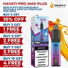 Hayati Pro Max Plus 6000 Puffs Rechargeable Reusable Vape Kit Prefilled Pod 20mg