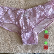 Pink By Victoria s Secret Large Pink Sheer Mesh Floral Cheeky Panties