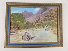 Org. Vtg. Oil Painting On Board of US Desert Southwest Landscape Americana 