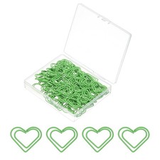 100pcs Paper Clip, Heart Style Paper Clip Small Cute, 23mm, Green