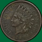 1893 Indian Head Cent Almost Uncirculated AU Coin, Heavy Corrosion #42848