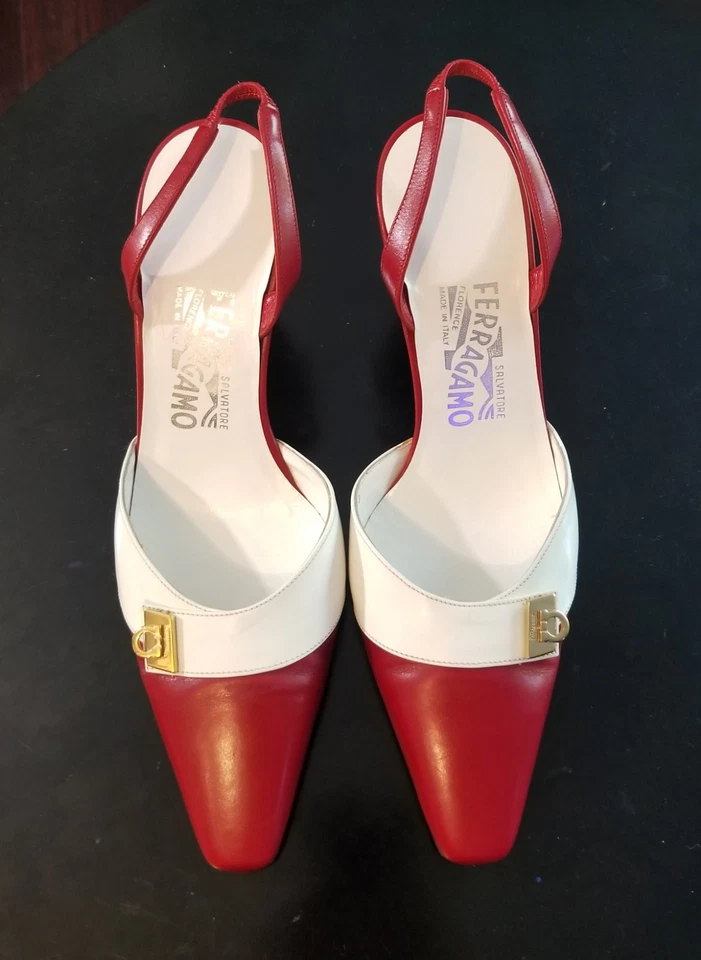 Salvatore Ferragamo Slingback Leather Heels Women's Sz US 6D GUC READ DETAILS - Image 3 of 4
