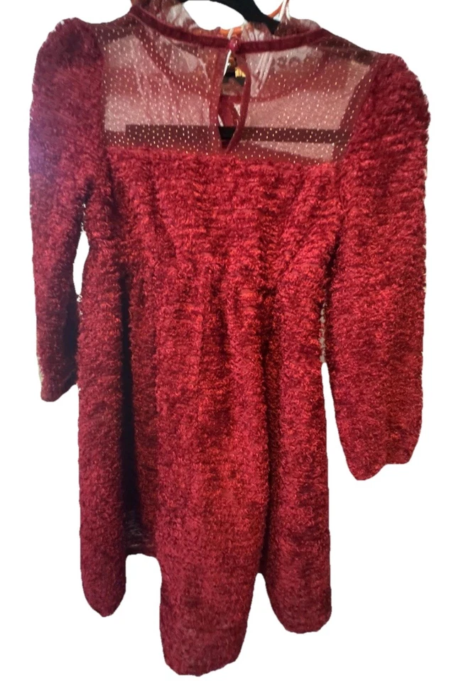 Vestido de Navidad Grace Karin Niñas 6y Rojo Texturado Difuso Largo Transparente Top Vacaciones Foto 3 de 4
