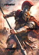 ACEO ATC Sketch - Spartan Warrior - 1/1 - Authenticity Stamp