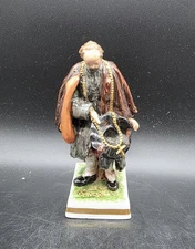 Antique Dresden Porcelain Hand Painted Figurine Sculpture Mane Male Beggar 6.5"