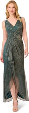 Adrianna Papell Women's Metallic Mesh Cascade Gown, Size 7
