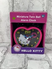 Hello Kitty Retro Miniature Twin Bell Alarm Clock 8+ NEW Lights Up Battery Opp.