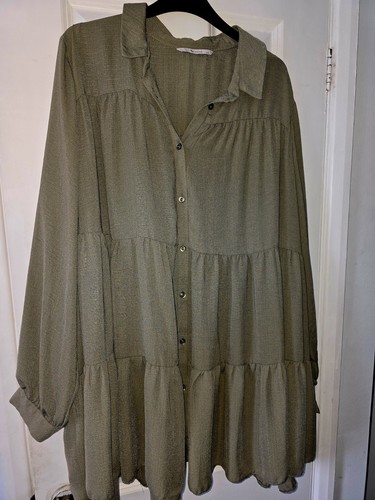 TU Woman Khaki Green Layered Blouse Top Size 22