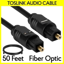 Toslink Optical Cable 50 Feet Optic Fiber Audio Cord SPDIF Male to Male Cable