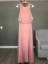 Azazie Dusty Rose Ruffled Halter Wedding Dress