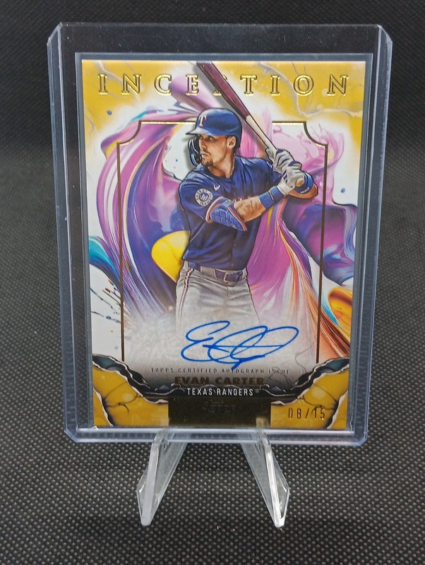 Evan Carter Auto /15 - 2025 Topps Inception  - RESA-EC Texas Rangers