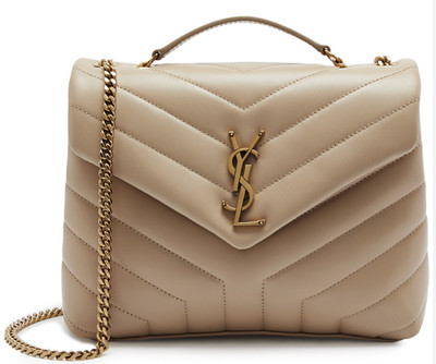 YSL Saint Laurent Loulou Shoulder Bag Small Beige Leather AUTHENTIC