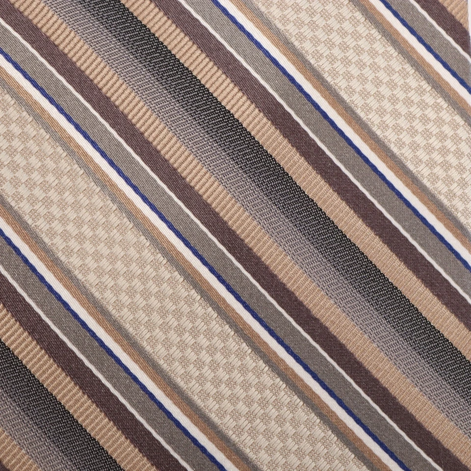 Corbata de guión Martin Wong de colección para hombre 64 en XL seda gris cacao rayas diagonales Foto 2 de 4