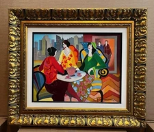 Itzchak Tarkay "High Rise Lunch" 2005 Hand-Embellished, Framed, Signed, # RARE!