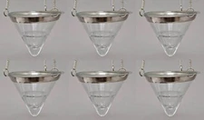 Votive Candle Holder Hanging Clear Cone Glass in Metal Chain 3"D 11"Hi  Set/6