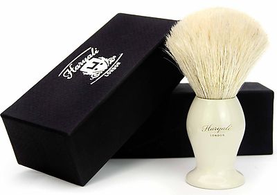 Herren 100% Weiß Dachshaar Rasierpinsel mit Metallgriff Vintage Friseurpinsel