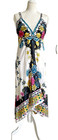 leichtes, lässiges Sommerkleid, Hippie-Stil, IBIZA, weiß-bunt, Glitzer. Gr. M/L
