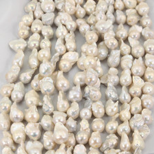 Wholesale 15-25mm Natural White Freshwater Reborn Baroque Pearl Loose Beads 15''