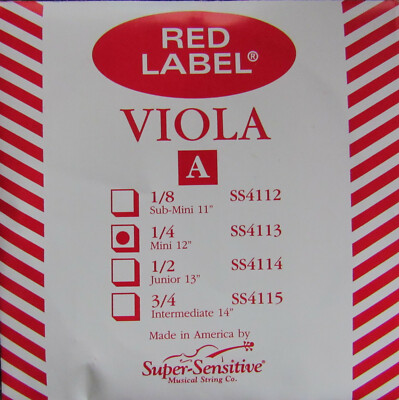 Viola String A 1/4 Mini 12'' SS4113 Red Label Super Sensitive Music Instrument