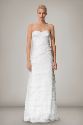 sachin and babi light blue dress Tadashi Shoji Strapless Sweetheart Tiered Chiffon A-Line Gown -Size 14  (LK#153 )