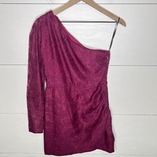 Lulus • Emogene Magenta Burnout Floral Print One-Shoulder Mini Dress Medium