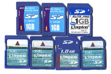 Lot Of 7x Kingston / Ritz By Lexar 1GB SD Camera Memory Cards