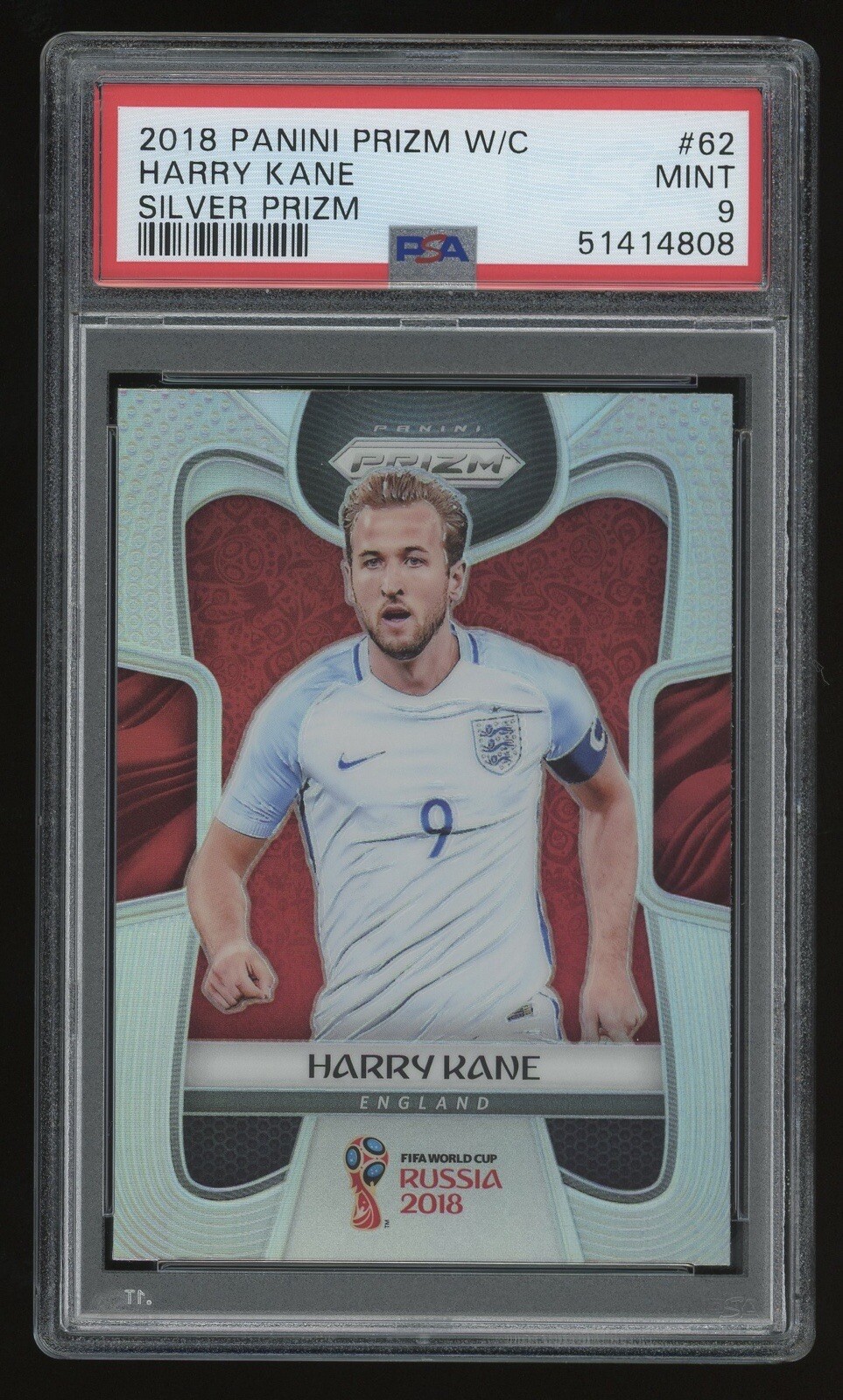 2018 Panini Soccer World Cup Prizm Harry Kane Silver Prizm #62 PSA 9