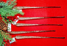 10 Stück Eiszapfen Massivglas Christbaumschmuck Braungold Glaszapfen  Anhänger