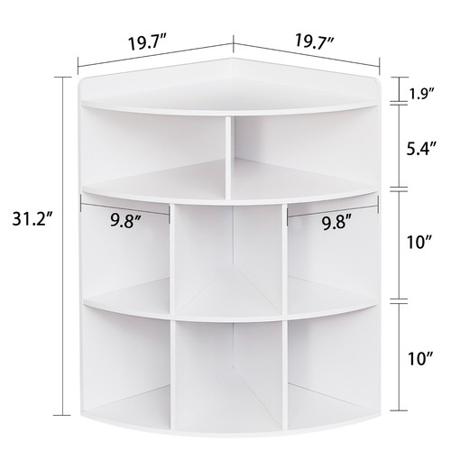 3-Tier Storage Corner Cabinet w/ Charing Station Triangle Wooden Storage Cabinet - Picture 31 of 38