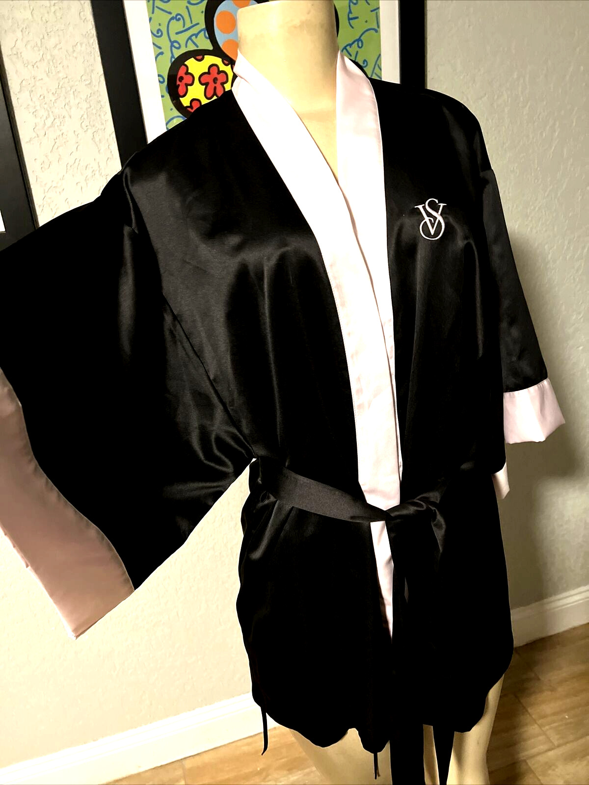 Victorias Secret Very Sexy Black Pink Kimono Style Ro… Gem