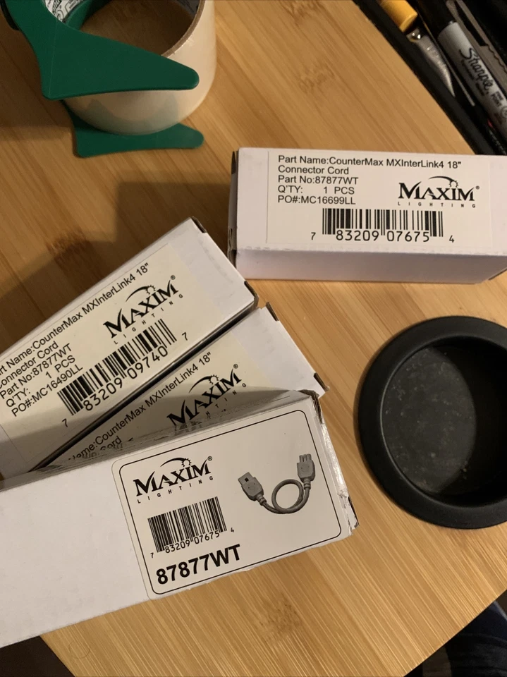 Lote de CUATRO - Maxim 87877WT CounterMax MXInterLink4 18" Cable Conector Blanco Foto 3 de 3