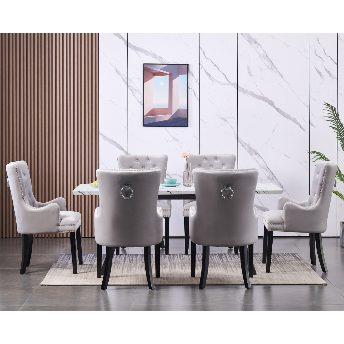 Velvet Upholstered Dining Grey Knocker Dining Chairs Oak Legs