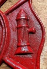 Red Fireman Plaque Maltese Firefighter Cross, cast iron sign 8 x 9 inches RED — photo 6