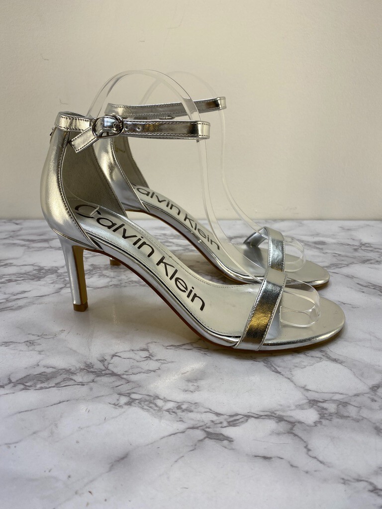 Calvin Klein Women's Fairy Dress Sandals, Silver, 7.5M