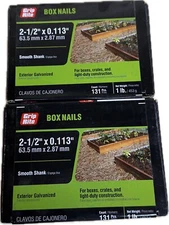 2 Pk Grip Rite 131 Ct Box Nails 2-1/2"x0.113" Smooth Shank Exterior Galvanized
