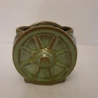 Vintage Frankoma Pottery 4" Wagon Wheel Sugar Bowl Planter Green Brown