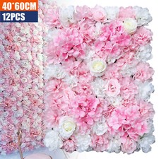 12PCS Artificial Wall Floral Backdrop Decor Flower Wall Panel Artificial Flower