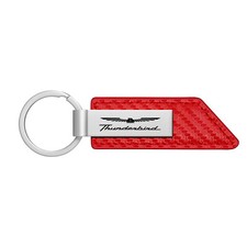 Ford Thunderbird Red Carbon Fiber Texture Silver Metal Key Chain