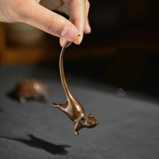 Rare Bronze Handmade Mouse Figure Statue Netsuke Collectable Table Decoration