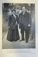 1909 Vintage Magazine Illustration Mr. and Mrs. William Howard Taft
