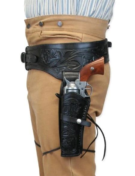 Western Double Gun Holster Belt Revolver Pistol Cowboy .22 .35/357 .44/45 Cal - Image 2 of 4