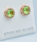 CREATED 2.10 Cts FLUORITE & W/SAPPHIRE STUD EARRINGS .925 Silver - NEW WITH TAG — photo 3