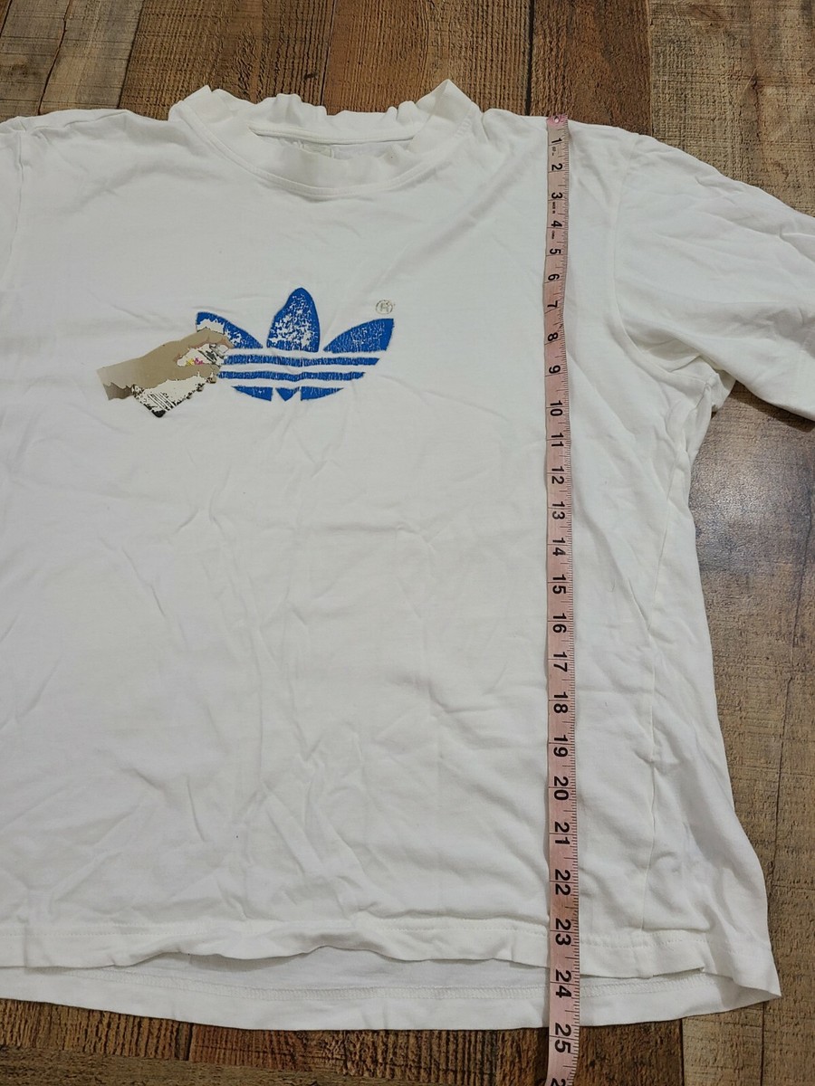 Vintage Adidas Shirt Large Silver Tag Spray Paint Street