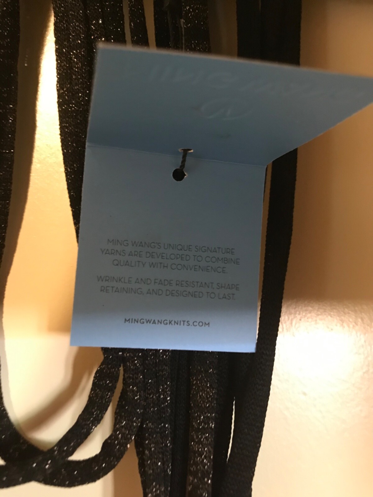 Knit Ming Wang Fabric Necklace Scarf Jewelry Black with Gold Sparkles Travel NEW