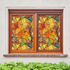 3D Orange 1880NAO Window Film Print Sticker Cling Stained Glass UV Block Fa