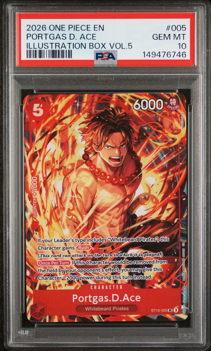 PSA10 エース HBDカード 2026 ワンピースカード 2026 ONE PIECE PROMOS ILLUSTRATION BOX VOL.5 #005 PORTGAS D. ACE