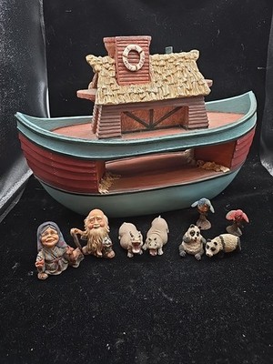 Vtg PETE APSIT S.S. HOLY HERD NOAH'S ARK SET Noah Wife Naamah 6 Animals No Ramp 